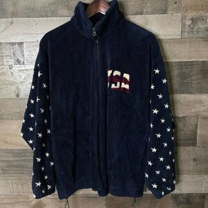 VTG Bear Ridge USA Flag Sweater Jacket Large